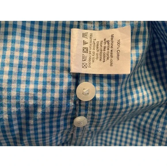 J. Crew 100% Cotton Blue Gingham Medium Slim-16" Collar-42" Chest Button Down - Picture 4 of 14